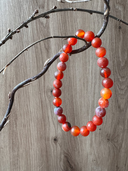 Bracelet made of red agate, matte