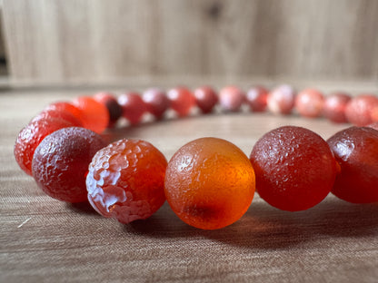 Bracelet made of red agate, matte