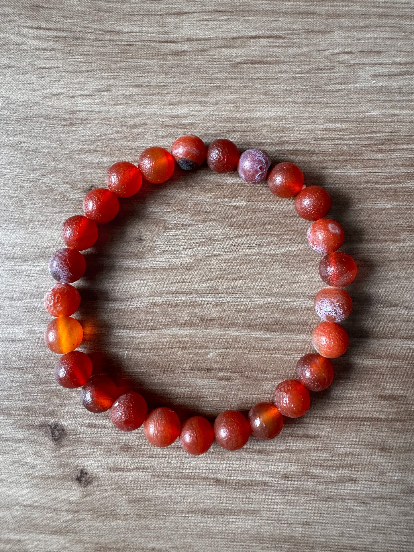 Bracelet made of red agate, matte