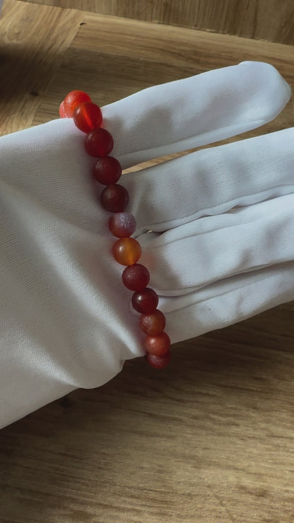 Bracelet made of red agate, matte